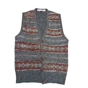 Vintage Gray and Maroon Wool Blend Sweater Vest